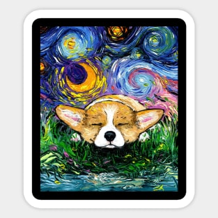 Sleepy Corgi Night Sticker